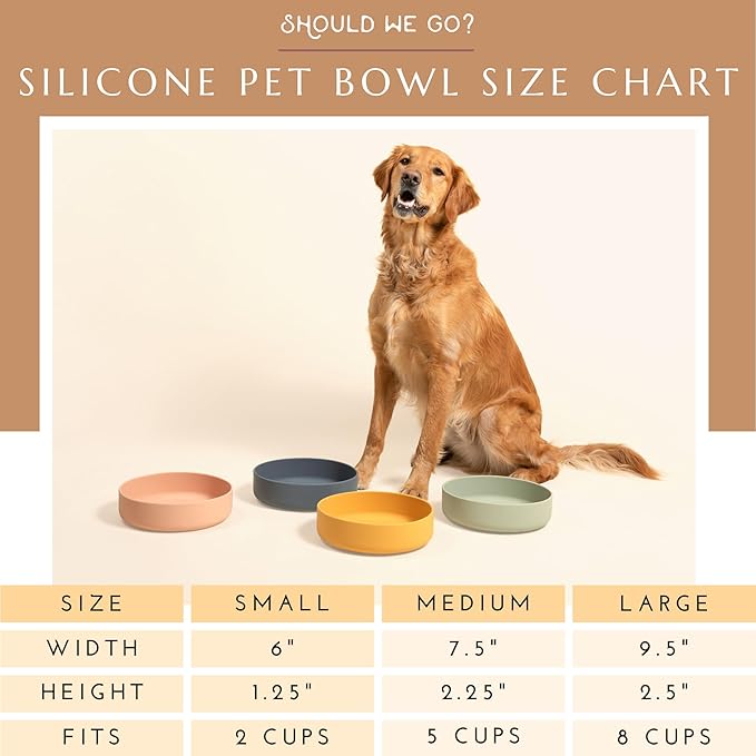 Should We Go? Dog Water Bowl - The Perfect Dish No-Spill Less Mess Non-Tippable Water & Food Bowl, Pure Silicone with Suction Cup Fits 5 Cups 7.5" Across x 2.25" Tall Ideal for All Pets, Medium-Spruce