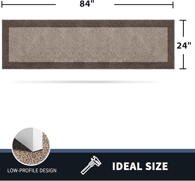 PURRUGS Dirt Trapping Door Mat 24" x 84", Non-Slip Machine Washable Entry Rug, Entrance Mat, Indoor Front Door Mat, Super Absorbent Entryway Rug for Muddy Shoes & Paws, Beige & Grayish Brown