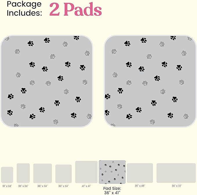 Super Absorbent Washable Pee Pads for Dogs - 2-Pack Superior Reusable Puppy Pads Pet Training Pads –100% Waterproof Dog Pee Pad Protects Against Urine Leakage Non-Slip Grip Prevents Slipping& Bunching