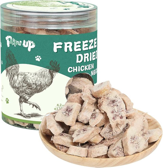 Freeze Dried Chicken Necks Dog Treats, Dog Food Toppers, Healthy Training Treats, Raw Single Ingredient, High Protein, 4.2 oz