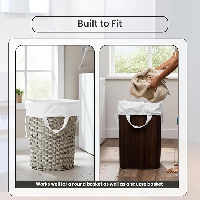 LFH Home Cotton Canvas Large Laundry Bag with Handle, Heavy Duty Drawstring Closure Washable Laundry Bags, School Travel, Home, Hotel, College Dorm, Organizer Sack, Toy Clothes 20x30 (Pack of 2)-White