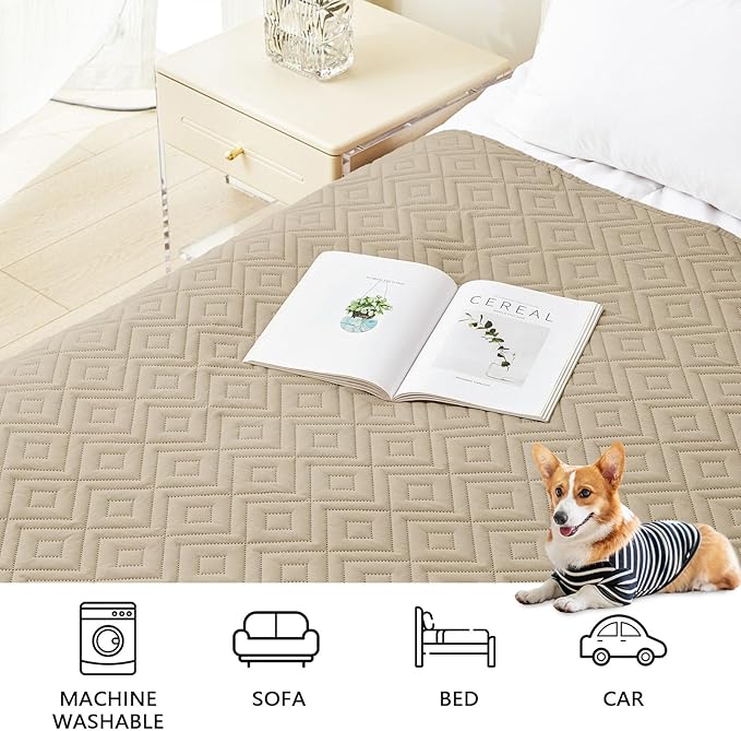 hyha Waterproof Dog Blanket, Soft Pet Bed Blankets, Waterproof Sofa Couch Cover for Dogs Washable, Reversible Pet Couch Covers for Sofa Furniture (30x90 Inch, Taupe/Beige)