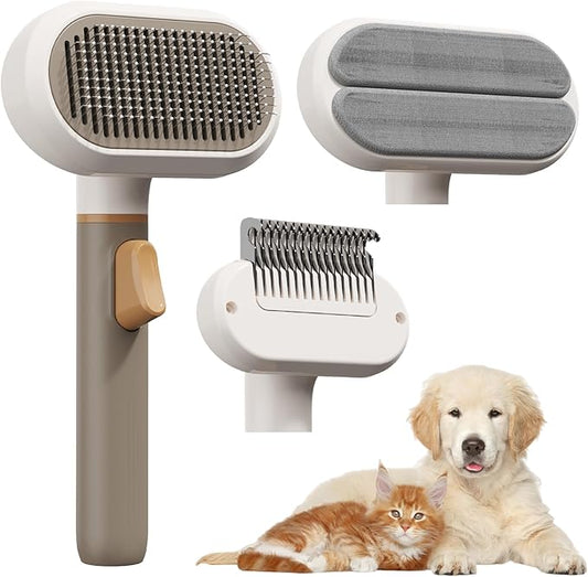Bolfie Dog Rake and Gently Removes Loose Dog Hair Brush Undercoat Mats and Tangled - Deshedding Grooming Tool for Dogs & Cats - Self Cleaning Slicker Brush - All Hair Types