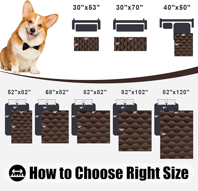 Smiry Waterproof Dog Bed Cover Blanket, Soft Reversible Pet Blanket, Washable Leakproof Cats Dogs Couch Cover for Sofa, Couch, Furniture, Plaid (30x70 Inch, Chocolate/Dark Grey)