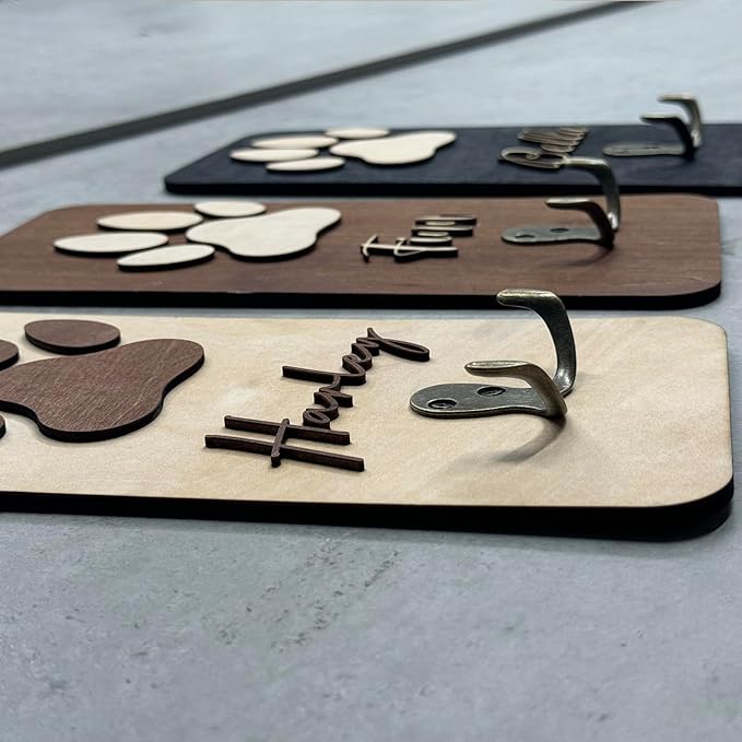 VINARTSVN Personalized Dog Leash Holder Wall Mount, Pet Harness Hanger, Dog Collar Organizer for Entryway, Key Rack for Wall Decorative, Memorial Cat Leash Holder for Wall, Pet Loss Gifts, Home Decor