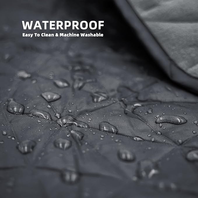 KawaGebo Kamp Outdoor Waterproof Blanket, Foldable Fleece Stadium Blanket for Outdoor Sports Event, Camping, Car, Pet, Picnics - Windproof, Wearable, Machine Washable 80" x 58" (Black Gray)