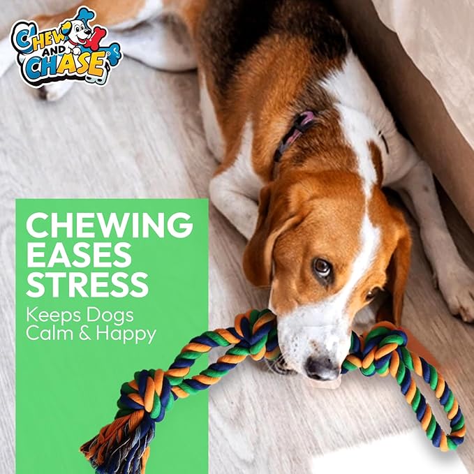 Dog Toys 3 Pack, Heavy-Duty Rope Dog Toys for Aggressive Chewers with Rubber Ball, Dog Toy Durable Chew and Tug Toys for Small, Medium and Large Dogs, Teeth Cleaning and Interactive Play Puppy Toy