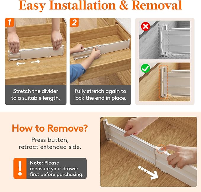 Lifewit 4" High 12 Pack Drawer Dividers, 35 –55cm/13.8-22.5" Drawer Divider for Clothes, Adjustable Dresser Drawer Organizers, Plastic Drawers Separators for Clothes Bedroom Bathroom Kitchen Office