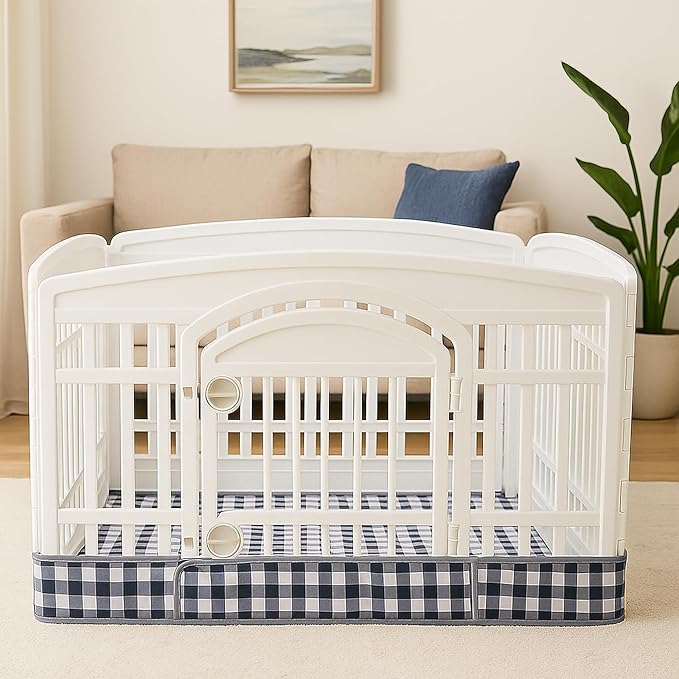Dog Playpen Bottom Pad Fits for 36 Inch 4 Panels Exercise Pet Playpen, Dog Crate Pad Puppy, Hoop and Loop Design (Note: Playpen Not Included). (BlackCheckered)