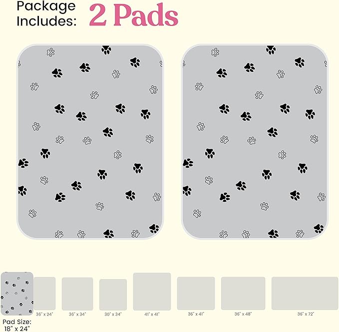 Super Absorbent Washable Pee Pads for Dogs - 2-Pack Superior Reusable Puppy Pads Pet Training Pads –100% Waterproof Dog Pee Pad Protects Against Urine Leakage Non-Slip Grip Prevents Slipping& Bunching