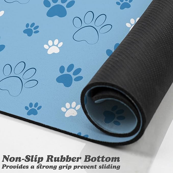 Dog Food Mat, Absorbent Water Bowl Mats Cat Pet Feeding Placemats Blue 16 * 24 inch