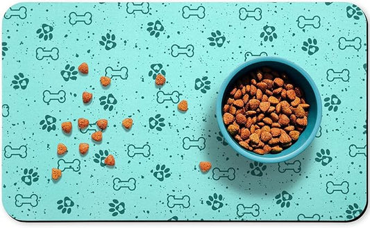 Dog Food Mats,Cat Absorbent Water Bowl Feeding Mats Pet Placemats for Food and Water Spot 12 * 20 inch