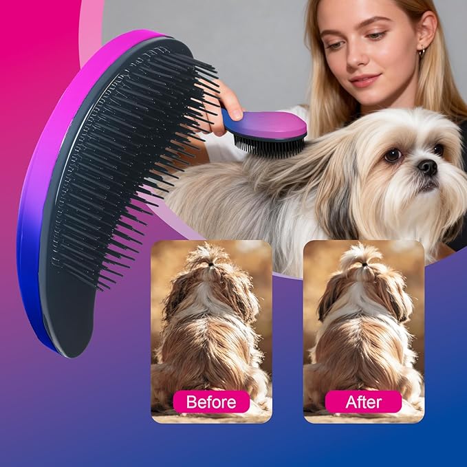 Small Dog Brush- Grooming Tool for Teddy, Yorkies, Maltese, Shih Tzu, Chihuahua - Puppy Hair Brush (Gradient Color)