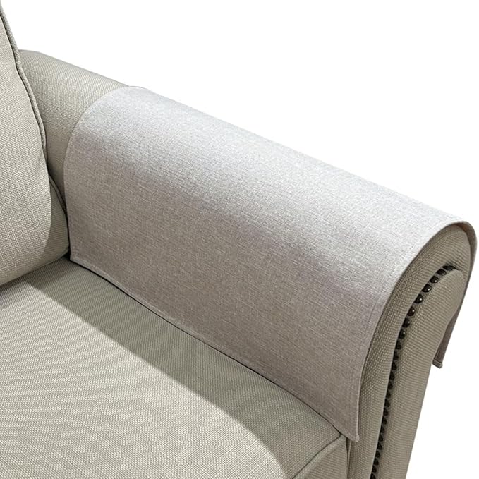 NOYOURS Couch Arm Covers, Anti-Slip Sofa Armrest Cover for Recliner, 2pc Washable Sofa Arm Covers, Dogs Cats Pet Scratch Proof Couch Arm Protectors, Tan, 24x28inch