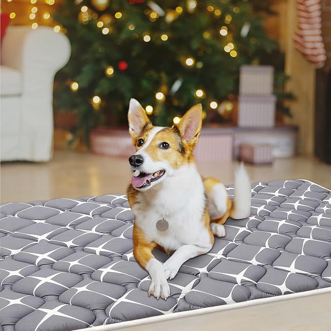 Bubble bear Dog Crate Mat - Ultra Soft, Washable & Anti-Slip Kennel Pad for Small/Medium/Large Dogs, Dark-Hued to Hide Stains (52"x28")