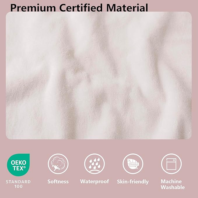 Tuffeel Waterproof Blanket for Bed, Leak Proof Dog Couch Blankets Reversible, Pet Throw Sofa Furniture Protector Machine Washable-82 x120,Pink+Cream
