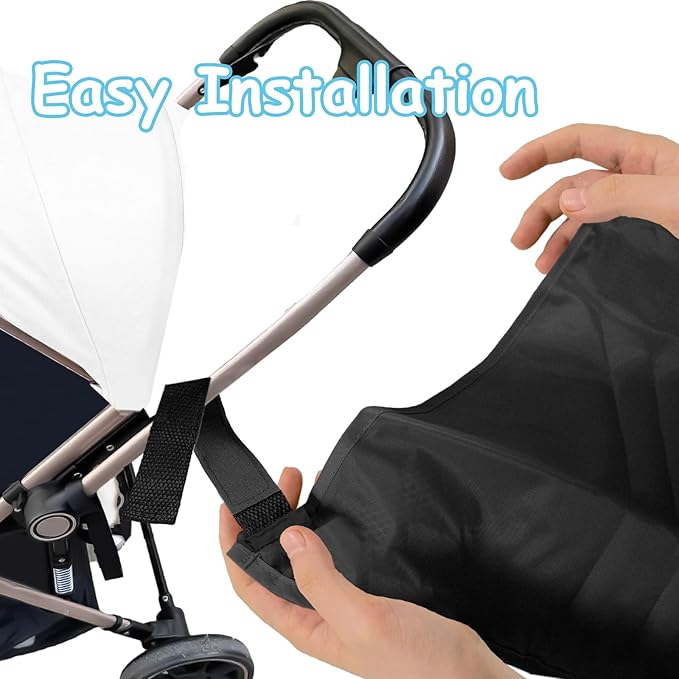 2 Pack Universal Side Sling Stroller Organizer with Mesh Cargo Net,Adjustable and Non-Slip Stroller Storage Bags, Portable Side Sling Stroller Cargo Net for Baby Accessories(Black)