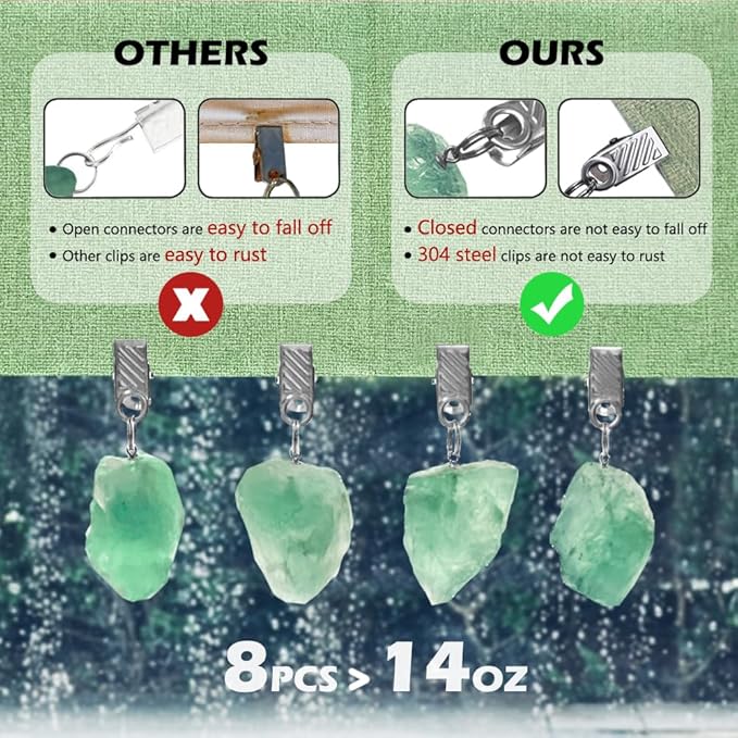 Crystal Tablecloth Weights for Outdoor Table, Picnic Table Cloth Weights Heavy Outdoor, Handmade Accessories, 8 PCS(Green)