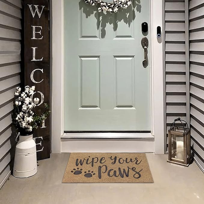 AAZZKANG Brown Door Mats for Home Entrance Outdoor Indoor Funny Wipe Your Paws Mat Easy to Clean Welcome Front Door Mat with Non Slip Rubber Backing