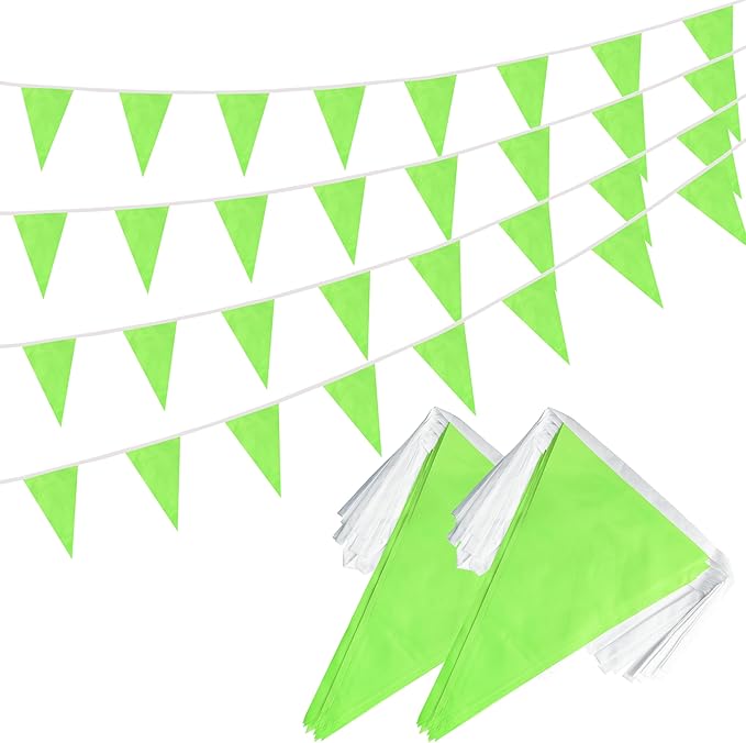 100 Feet Green Pennant Banner Flags, 60 Pcs DIY Flag for Birthday, Party, Shops, Outdoor and Indoor Decorations, Festival Celebration (Green)