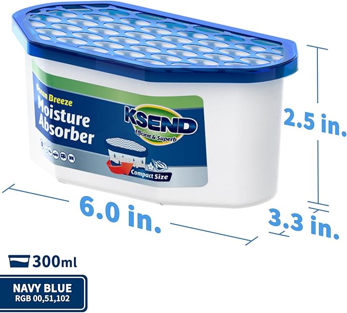 Moisture Absorbers, 12 Pack, Compact Dehumidifier for Closet, Efficient Humidity Absorber Boxes, Moisture Absorber for Closet, Odor Eliminator with Ocean Fragrance, Navy Blue, 6.4oz, 300ml