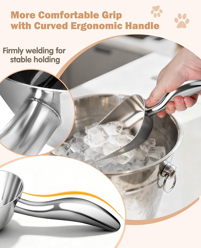 Stainless Steel Dog Food Scoop 1 Cup, Metal Pet Food Scoop With Measuring Lines (Cup/Ml), Dog Food Measuring Scoop For Dogs, Cats, And Kitchen Use, Dishwasher Safe