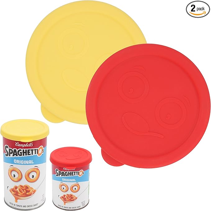 2 Packs 3.2-inch/7.8cm Silicone Lids for 15.6 oz and 15.8 oz SpaghettiOs Canned Pasta, Food Sealing Lids for Can, Can Covers for Canned Good, Freezer&Dishwasher Safe (Can NOT Included)
