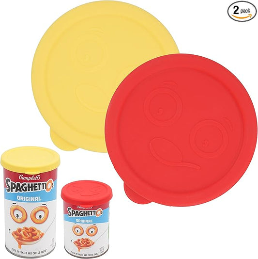 2 Packs 3.2-inch/7.8cm Silicone Lids for 15.6 oz and 15.8 oz SpaghettiOs Canned Pasta, Food Sealing Lids for Can, Can Covers for Canned Good, Freezer&Dishwasher Safe (Can NOT Included)