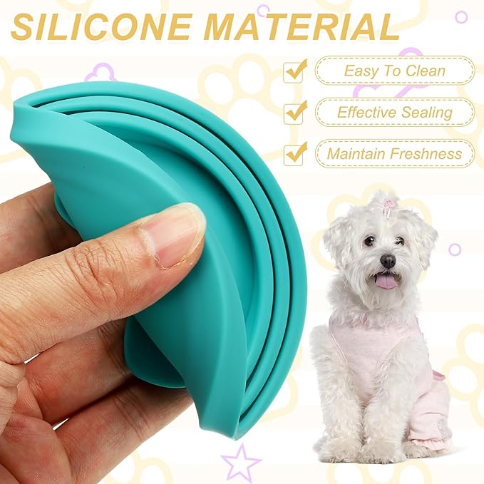 Cat Food Can Covers Lids, Dog Food Can Lids with Cute Pet Ears Shaped Silicone Toppers One Fit 3 Standard Sizes, (Forest Green, 2Pcs), Intended for Dog/Cat/Pet Food Cans