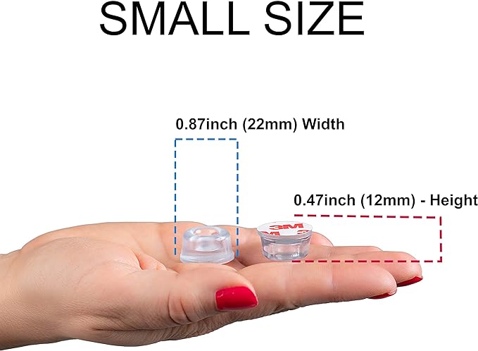 Door Bumper - Small Size Rubber Bumpers - Clear Door Stoppers for Wall - Wall Protector Clear Rubber Door Stop 12 in Pack - Shower Door Bumpers for Wall- Stick on Hard Bumpers for Walls Heavy Use (12)