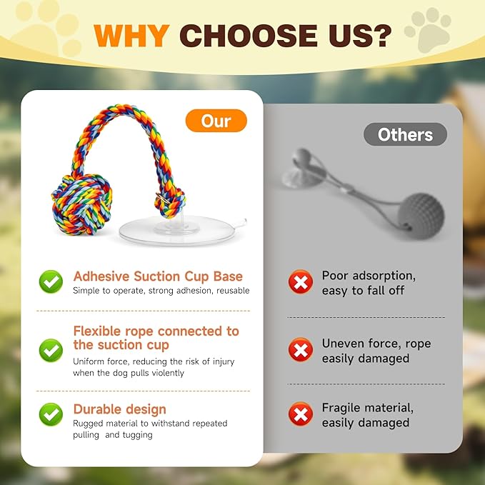 Duocharm Interactive Suction Cup Tug Dog Toy for Small to Medium Dogs,Cotton Tug Rope,Puppy Teething Toy,Indestructible Chew Toy for Aggressive Chewers,Puzzle Enrichment Toy to Keep Dogs Busy