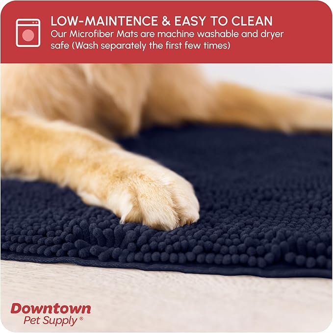 My Doggy Place Dog Mud Mat, 60" x 36" Navy Blue – Thick Microfiber Entry Rug for Snow, Mud & Salt – Absorbent, Quick-Dry, Washer-Safe & Non-Slip, X-Large