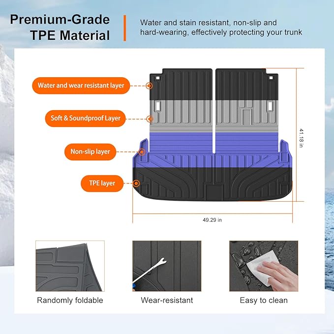 powoq 7 Seats Cargo Mat Compatible with 2013-2020 Nissan Pathfinder Trunk Mat 13 Infiniti JX35 & 14-20 Infiniti QX60 Replacement for 2013-2020 Pathfinder Accessories (Trunk Mat with Backrest Mats)