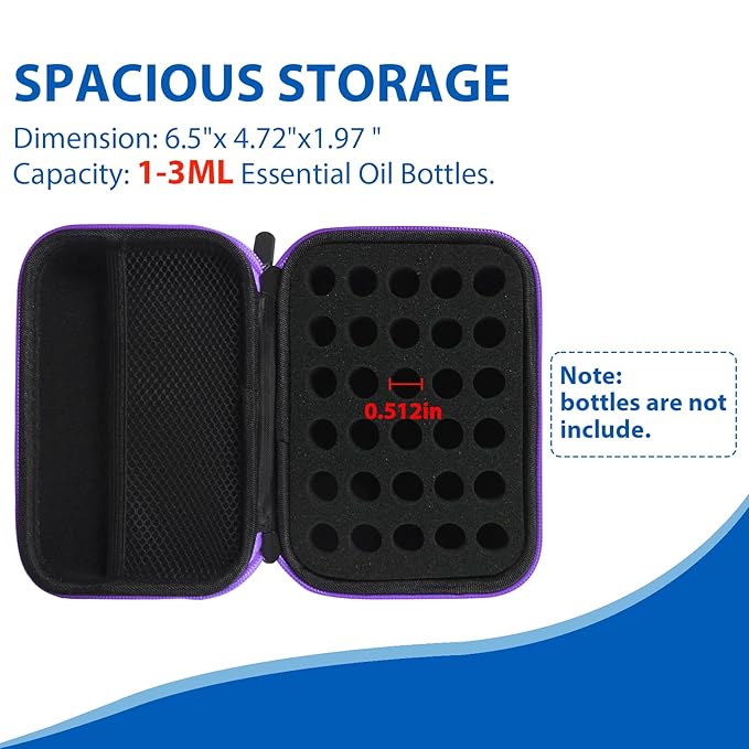 Essential Oil Storage Holder Organizer Carrying Case, Essential Oils Box Holds 30 Bottles 1ml- 3ml Bottle Travel Storage Organizer Bag for doTERRA & Young Living (Box Only)