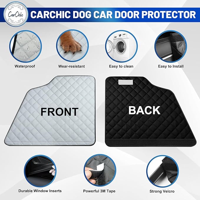 Dog Car Door Protector, 2 Pack Heavy Duty 5-Layer Car Door Protectors from Dog Scratching,Waterproof Door Protectors for Vehicles,Universal Fit for Cars, Trucks, SUVs (Storm Gray)