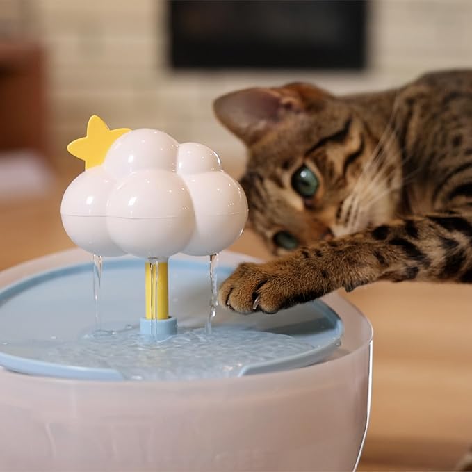 Catstages Purrfect Rain Cat Water Fountain – 2L Pet Drinking Fountain with 5-Stage Filter, Easy-to-Clean, USB Powered, Quiet Water Dispenser with Replaceable Filter