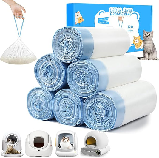 120count Cat Litter Box Liner Automatic Litter Box for Cat Polyethylene Compatible with MeoWant MW-SC01/MW-SC02 1.5 Mil Heavy Disposable Scent Free 22lb Load, 17.7 x 19.68 in