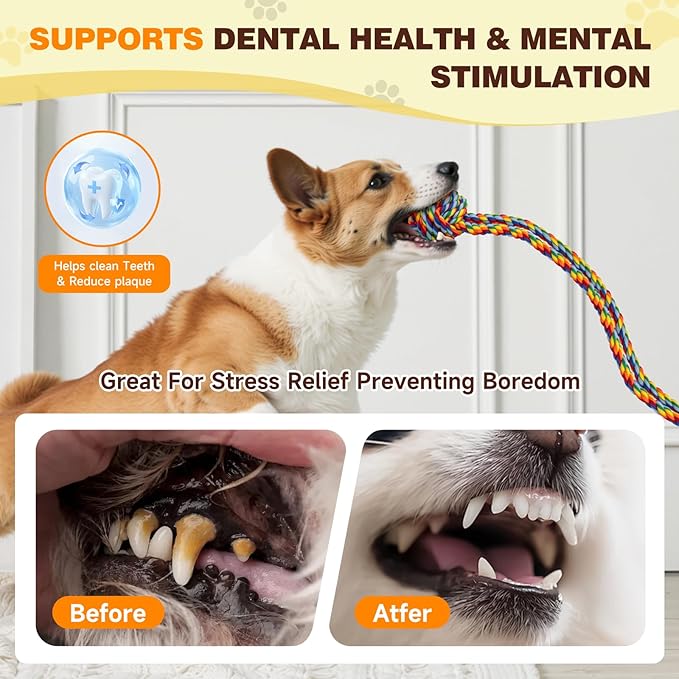 Duocharm Interactive Suction Cup Tug Dog Toy for Small to Medium Dogs,Cotton Tug Rope,Puppy Teething Toy,Indestructible Chew Toy for Aggressive Chewers,Puzzle Enrichment Toy to Keep Dogs Busy