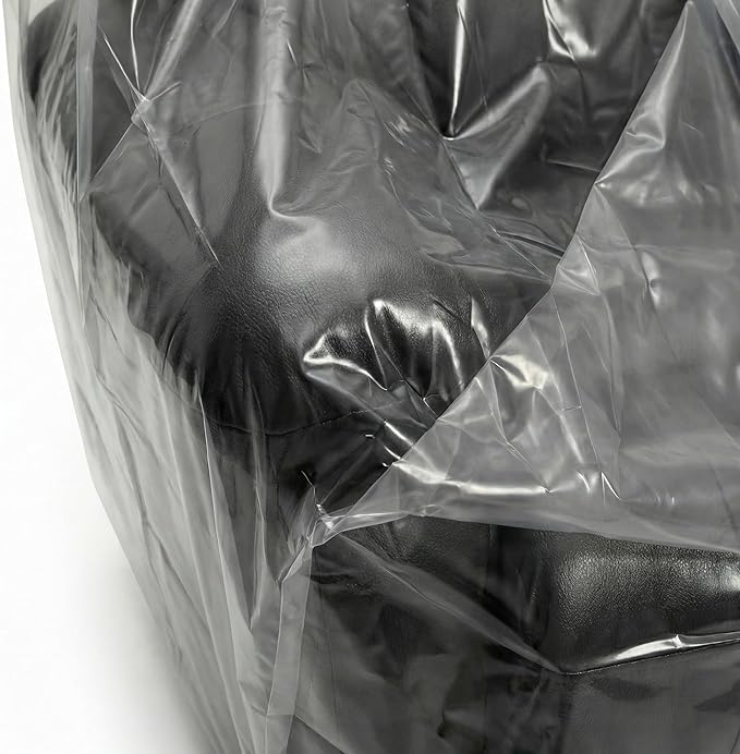Wowfit Furniture Cover Dust-Proof Moving Bag for Chairs, Recliners & Boxes – Clear, Odorless Plastic - 4mil-Thick - 34W x 42.1D x 65/48H Inches
