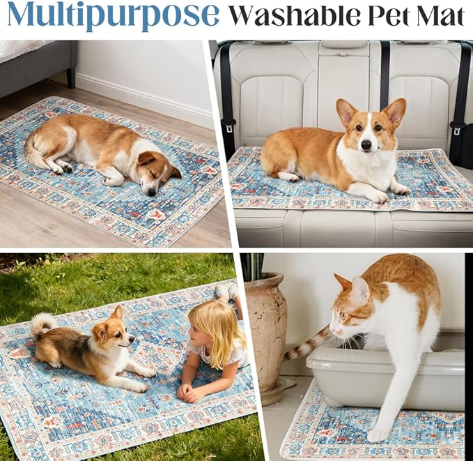 Washable Pee Pads for Dogs 2 Pack Reusable Puppy Training Pads 40"x26" Super Absorbent Waterproof Dog Training Pads, Non-Slip Potty Pads Whelping Pads Litter Mat Pet Supplies - Blue/Mix