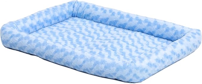 MidWest Homes for Pets QuietTime Fashion XXS Dog Bed - Blue Faux Fur Bolster, Ultra-Soft and Machine Washable, Fits 18-Inch Crates and Carriers, for Small Dogs and Cats