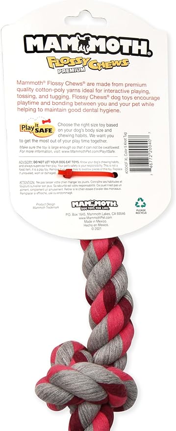Mammoth Flossy Chews Multi Color 5 Knot Rope Tug – Premium Cotton-Poly Tug Toy for Dogs – Interactive Dog Rope Toy – Tug Dog Chew Toy for Big Dogs - X-Large, 36”