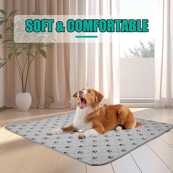 FUWERY Washable Pee Pads for Dogs ,36"X41", Thick Heavy Absorbency Reusable, Prevent Leakage, Non-Slip Pee Pads for Puppy Playpen,Potty Training, Grey, 2 Packs
