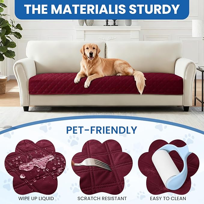 CYCMACO Waterproof Dog Bed Cover, Non-Slip Dog Blanket for Couch, Couch Covers for Dogs Washable, Pet Blanket for Furniture, Pet Bed Mat for Sofa, Car, Pet Supplies Christmas (82x102 Inch, Burgundy)