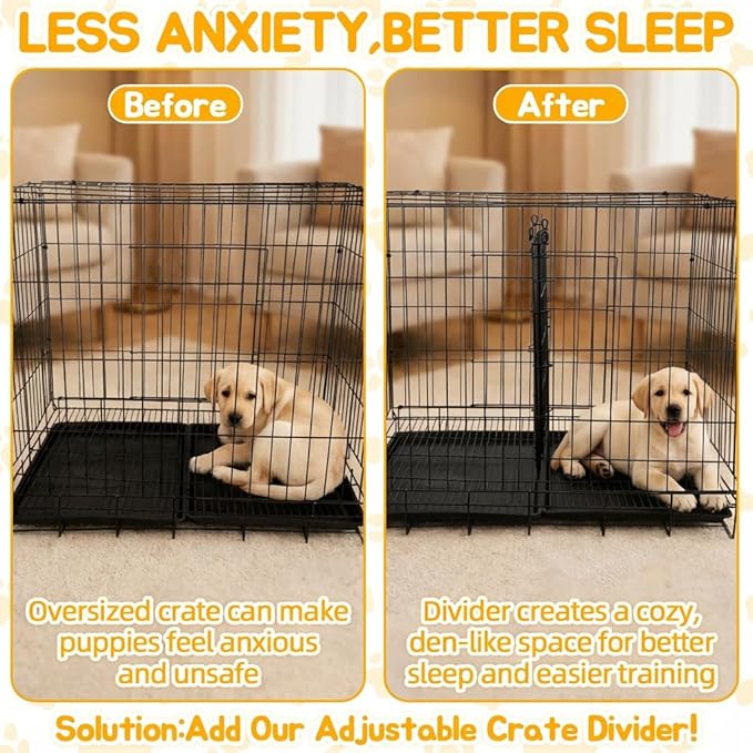 Dog Crate Divider Panel 2 Pack, 20.47" H Metal Kennel Divider, Adjustable 15.7"-30.7" Width, Fits 30"-36" Wire Dog Crates, Tool-Free Install for Puppy Training & Anxiety Relief (Crate Not Included)