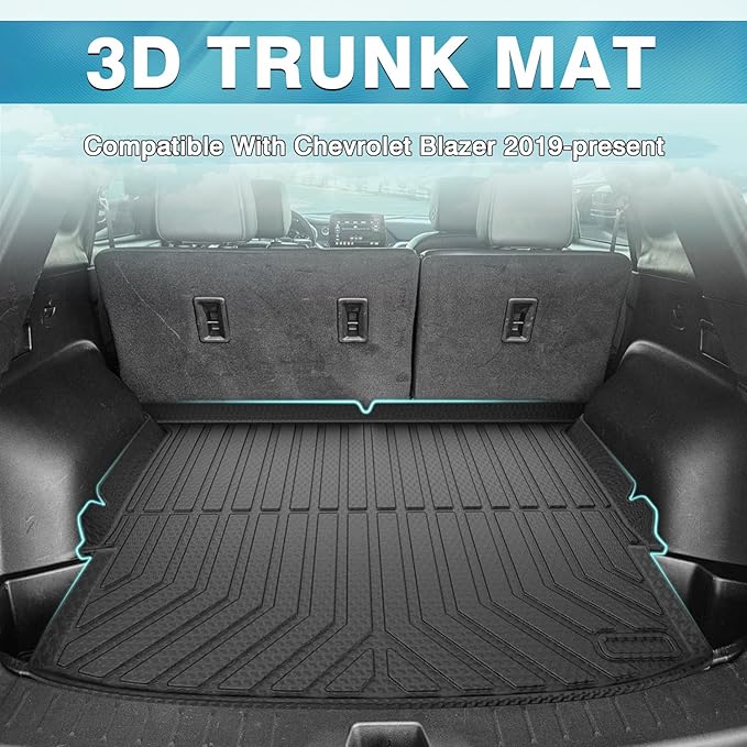 Mixsuper Cargo Liner for Chevrolet Blazer 2019-2024 2025 2026, Trunk Mat for Chevy Blazer Accessories All Weather Cargo Mat Rear Trunk Liner Black