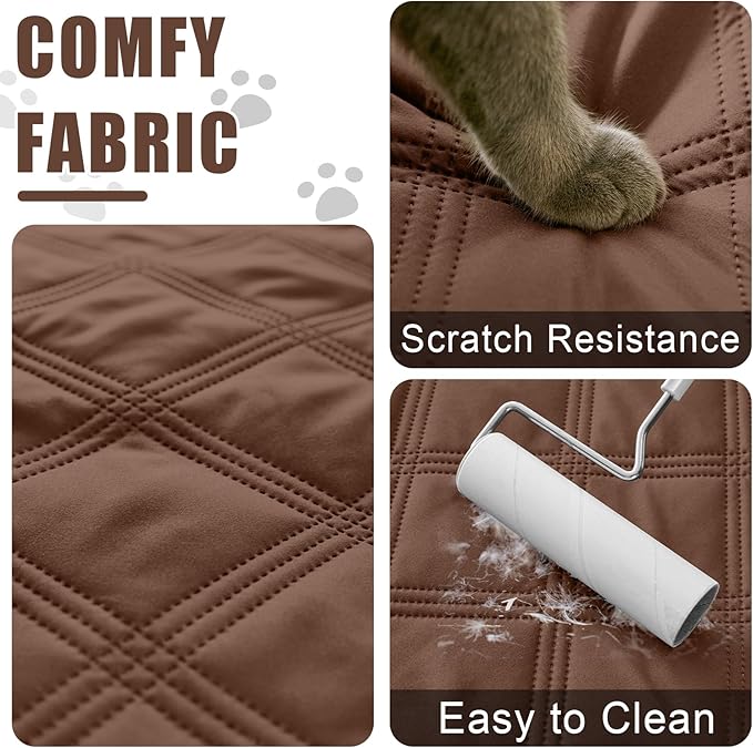 Smiry Waterproof Dog Bed Cover Blanket 68x82, Soft Reversible Pet Blanket, Washable Leakproof Cats Dogs Couch Cover for Sofa, Couch, Furniture, Lattice, Brown/Chocolate