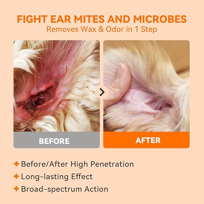 Dog Ear Cleaner, Natural Dog Ear Drops and Infection Treatment, Quantum Silver Dog Ear Cleaning Solution for Itching, Irritation & Wax Build-Up,1oz