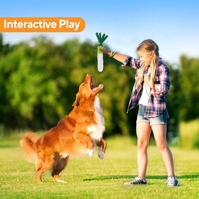 Dog Rope Toy 2PCS, Tug of War Dog Toy, Cute Carrot Dog Toy with Crinkle Paper Tags