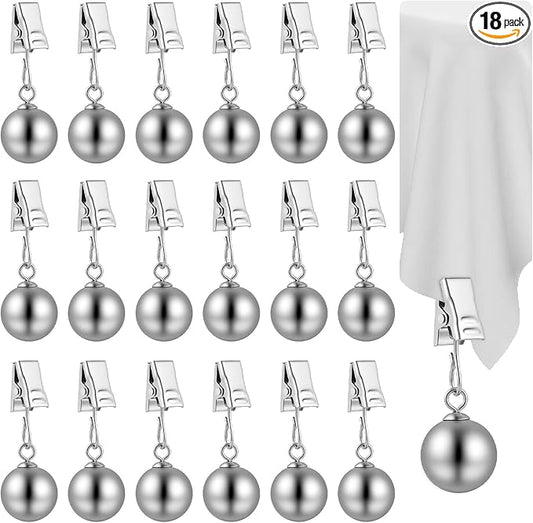 18 Pack Outdoor Curtain Weights, Heavy Duty Drapery Weights for Patio Pergola Cabana Gazebo, Stainless Steel Clips for Fixing Garden Flag, Shower Curtains, Tablecloth